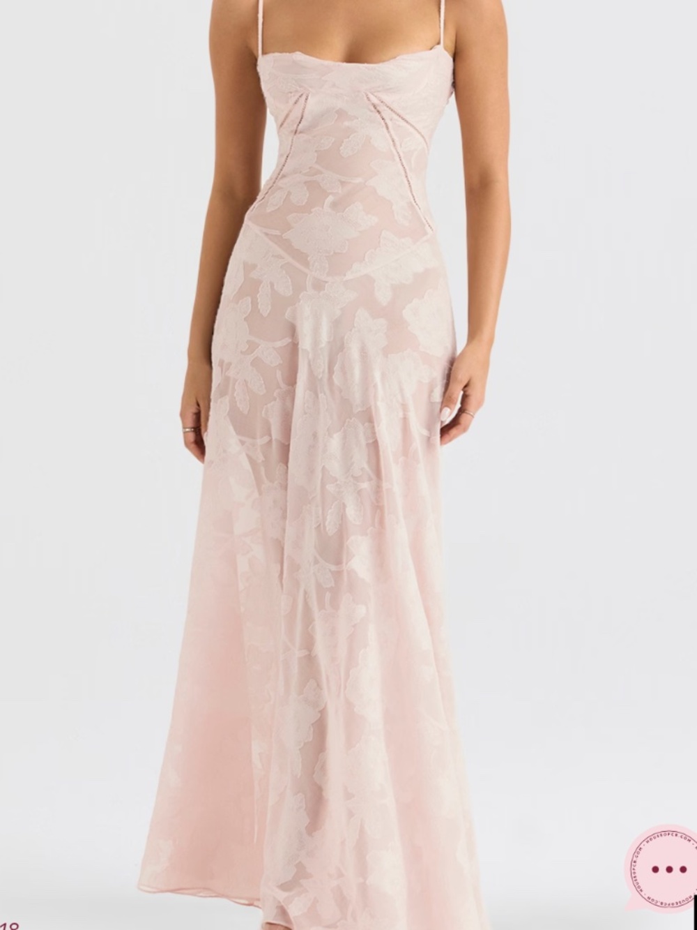 House of CB SEREN Soft Pink Floral Lace Back Maxi Dress
